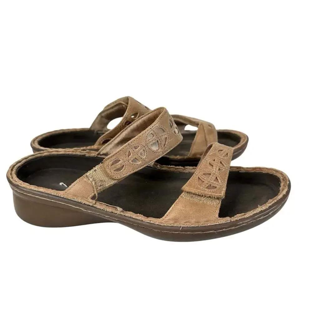 Naot Cornet Khaki Beige Leather Slide Sandals Comfort Walking Shoes Size 6